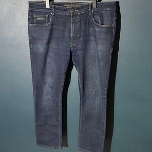 Classic Dark Blue Men's Straight Jeans